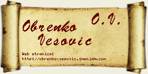 Obrenko Vesović vizit kartica